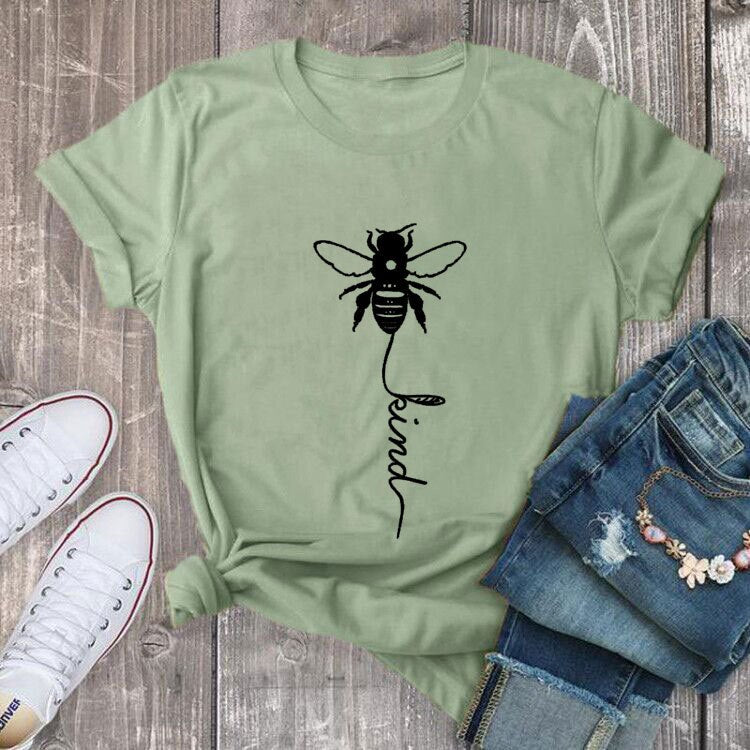 Cotton T Shirt Bee Kind Print  Short Sleeve
