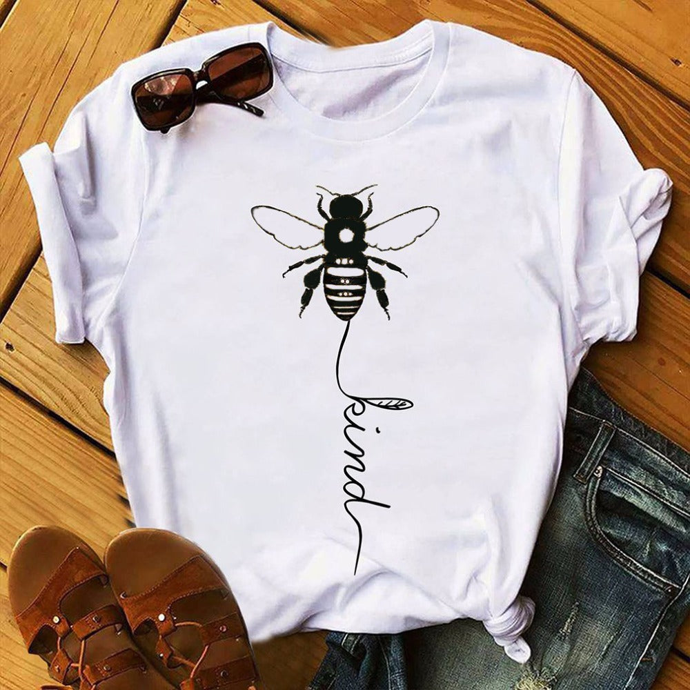 Cotton T Shirt Bee Kind Print  Short Sleeve