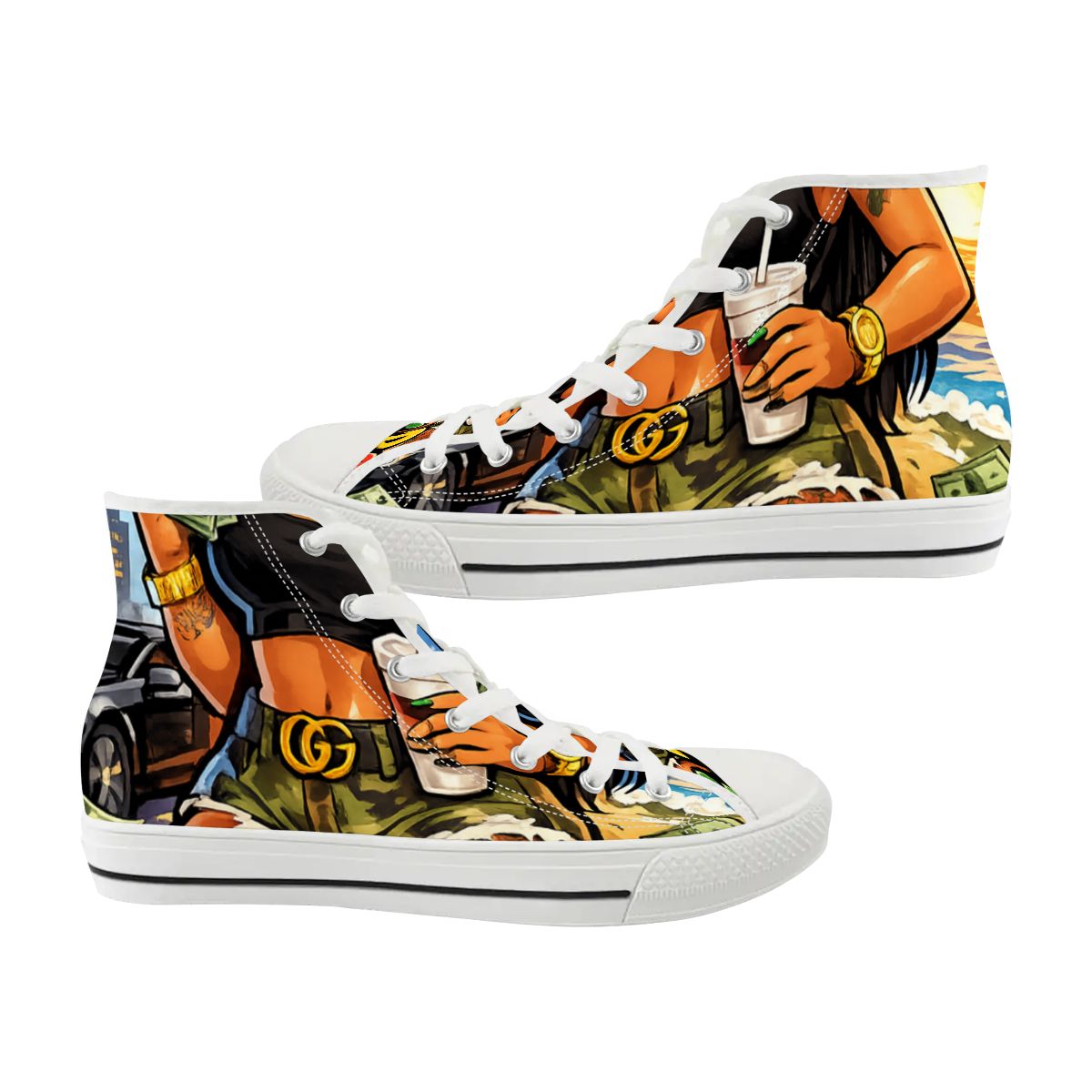 Queen Vibes Graphic High-Top Canvas Sneakers