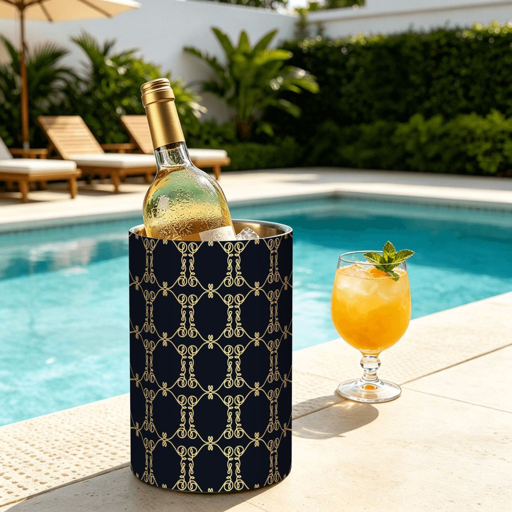 Luxury Black & Gold Pattern Wine Chiller