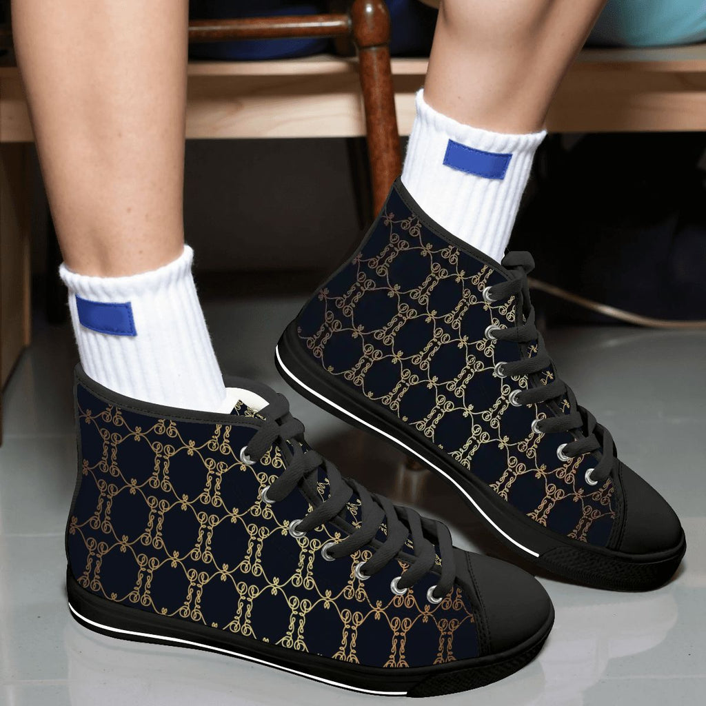 Men's Luxury Pattern High-Top Canvas Sneakers