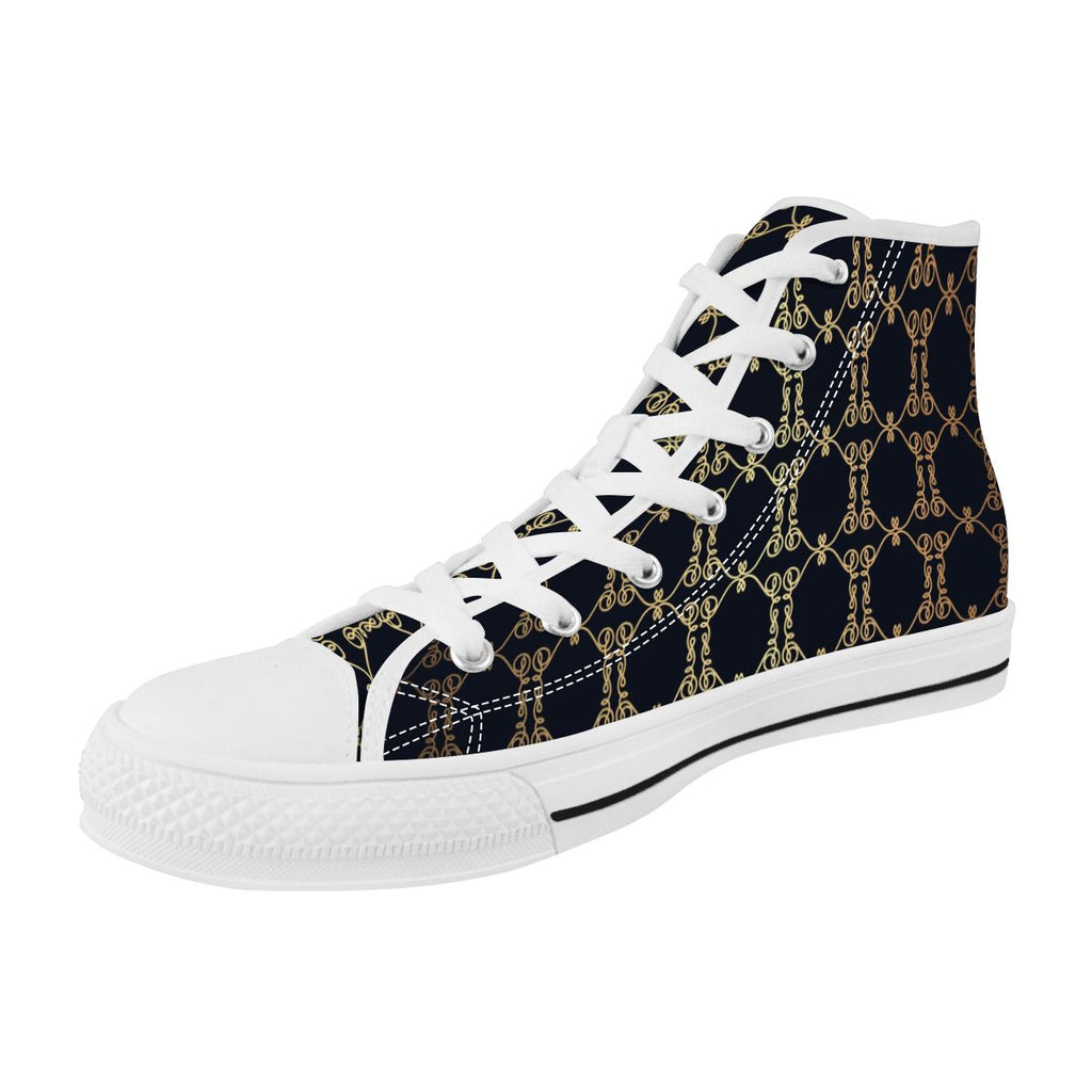 Men's Luxury Pattern High-Top Canvas Sneakers
