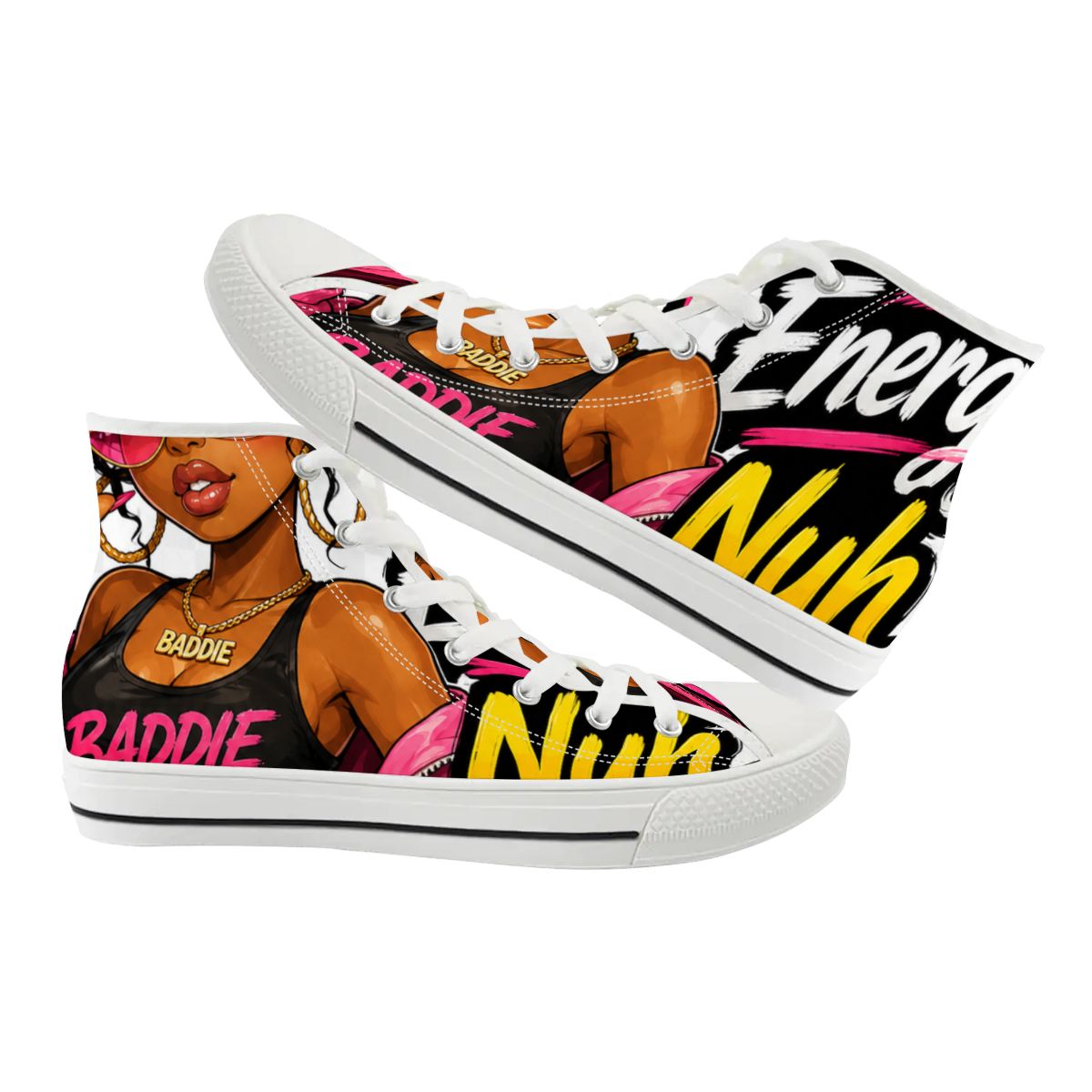 Big Energy Nuh Apology High-Top Canvas Sneakers