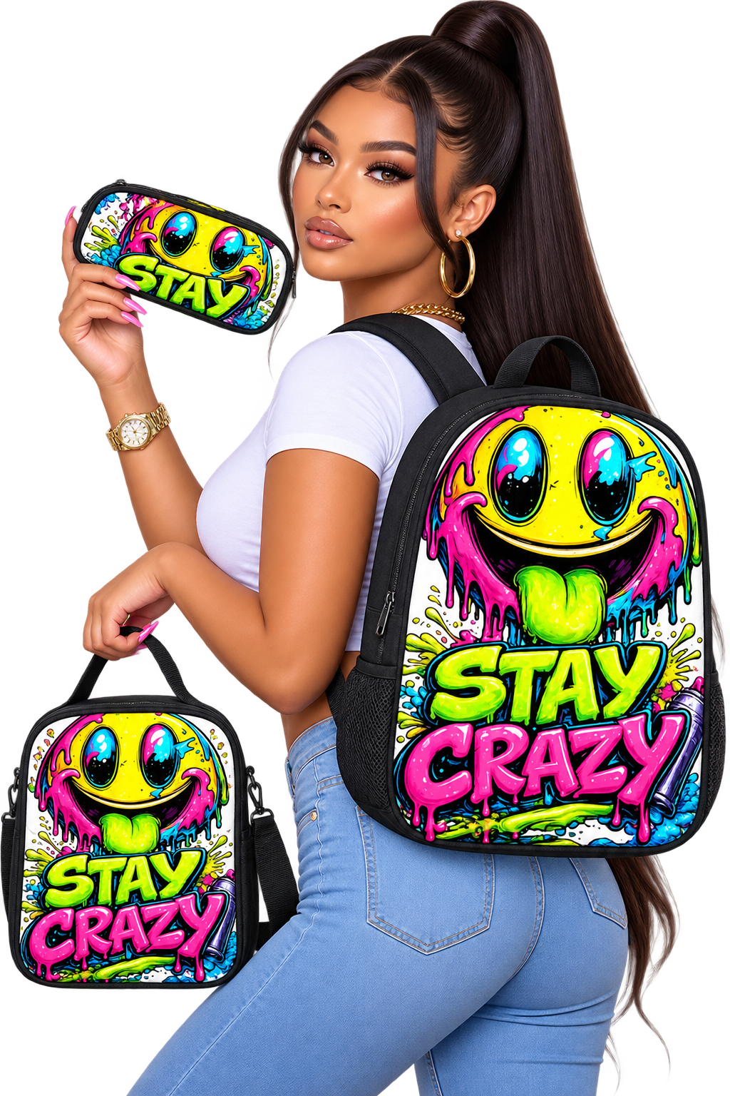 Stay Crazy Graffiti Bag Set