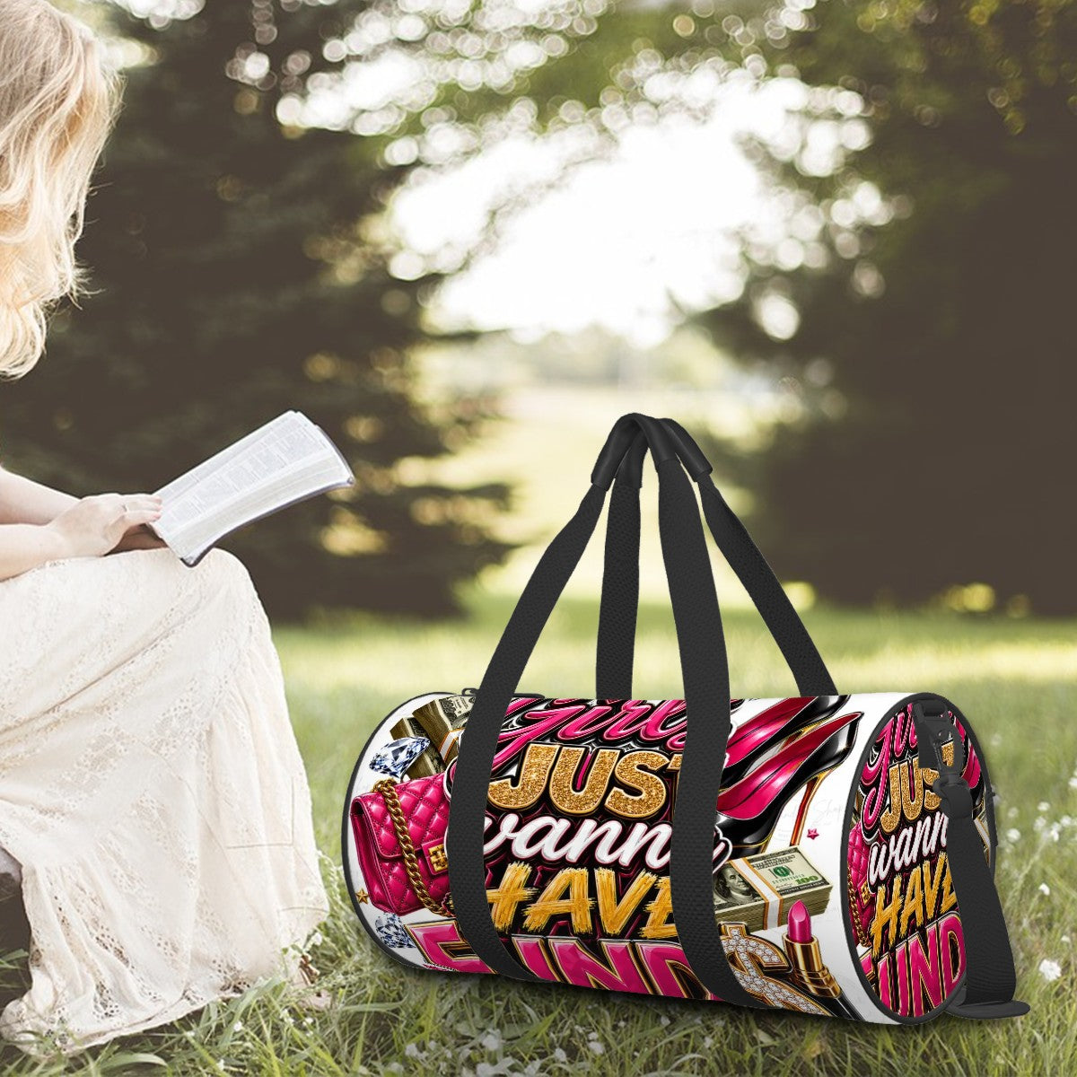 Just Wanna Have Fun Graphic Duffel Bag
