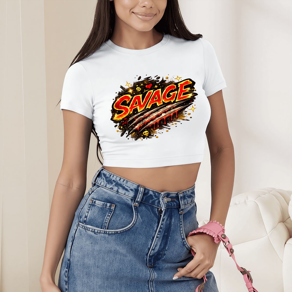 SAVAGE Graphic Crop T-Shirt