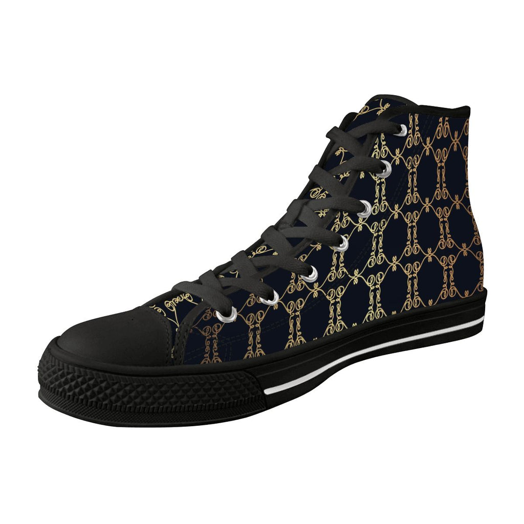 Men's Luxury Pattern High-Top Canvas Sneakers