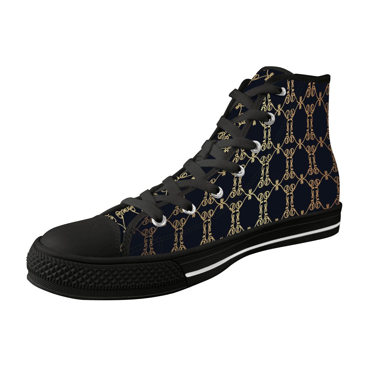 Men's Luxury Pattern High-Top Canvas Sneakers