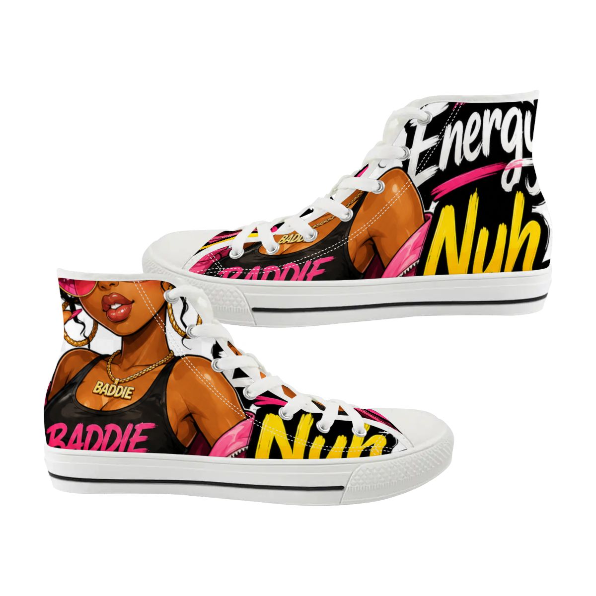 Big Energy Nuh Apology High-Top Canvas Sneakers