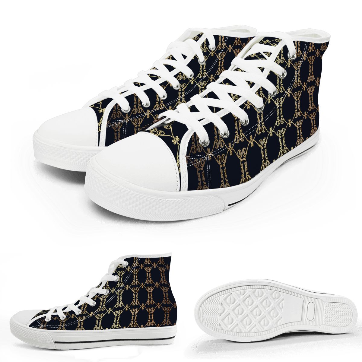Men's Luxury Pattern High-Top Canvas Sneakers