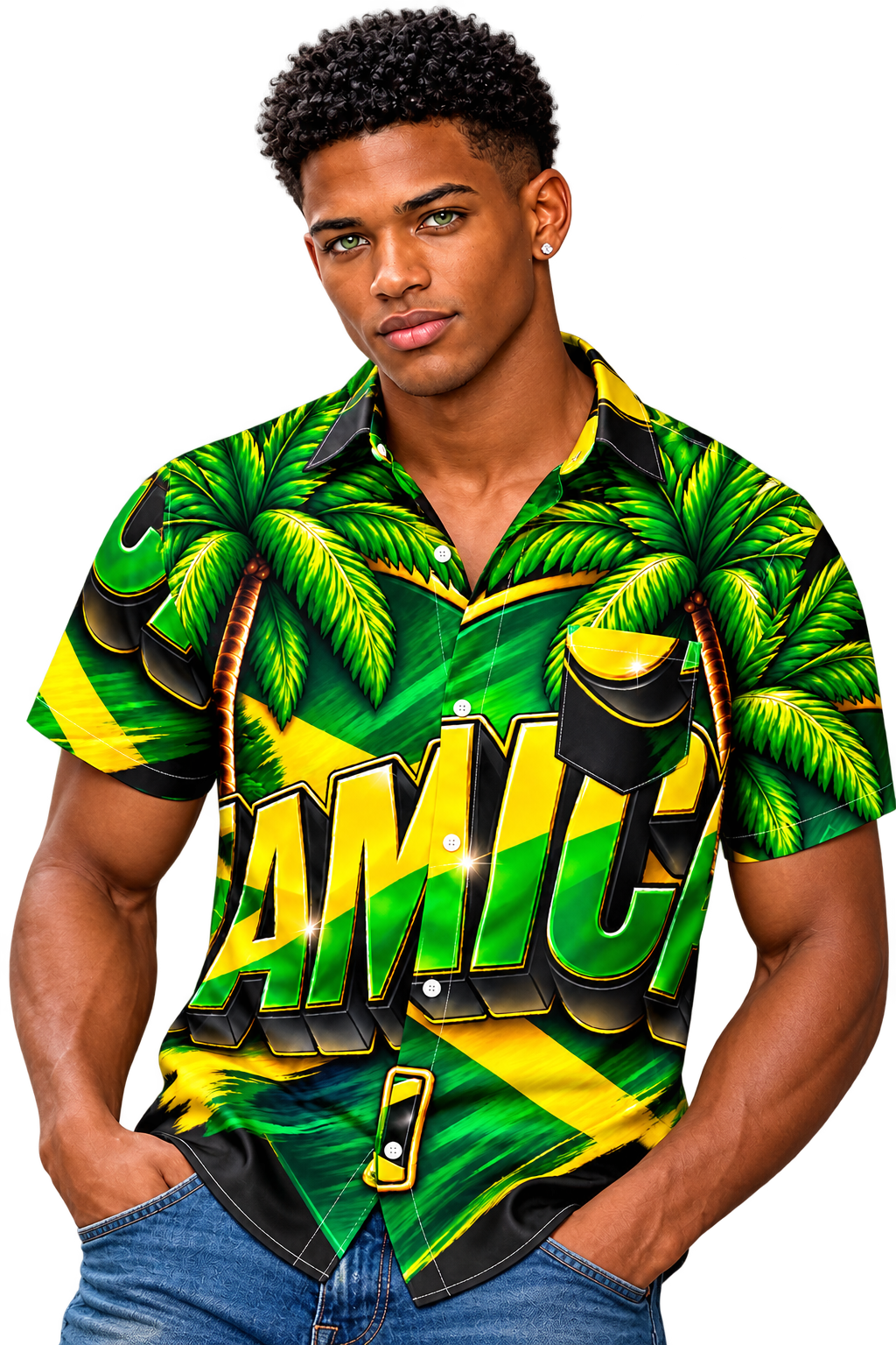 Jamaica Vibes Tropical Button-Up Shirt