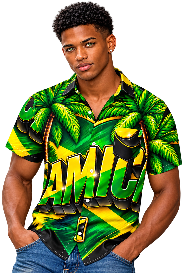 Jamaica Vibes Tropical Button-Up Shirt