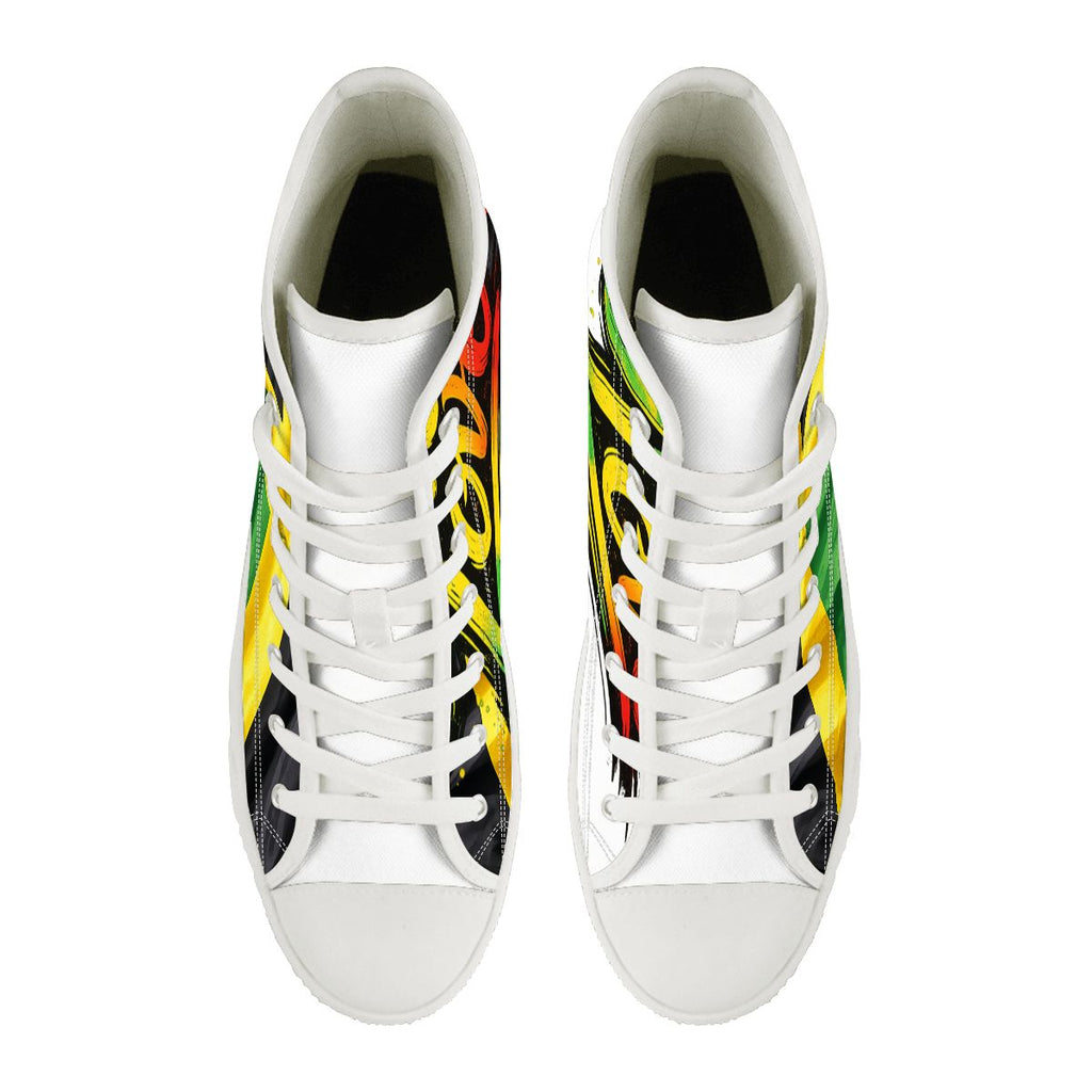 Jamaican Flag High-Top Canvas Sneakers – men