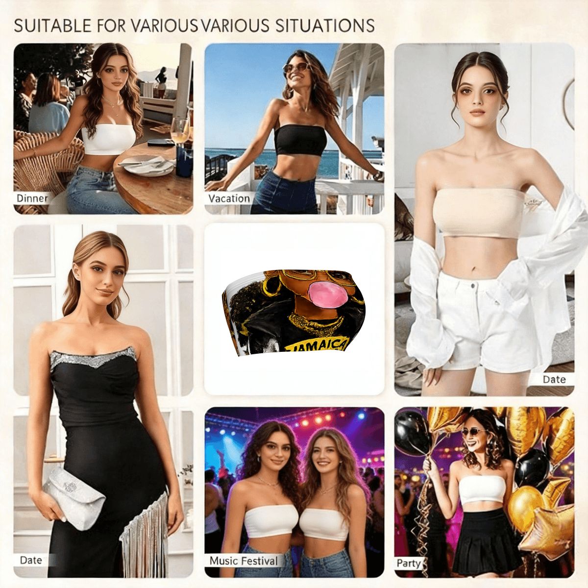 Bad Like Mama Graphic Bandeau Crop Top