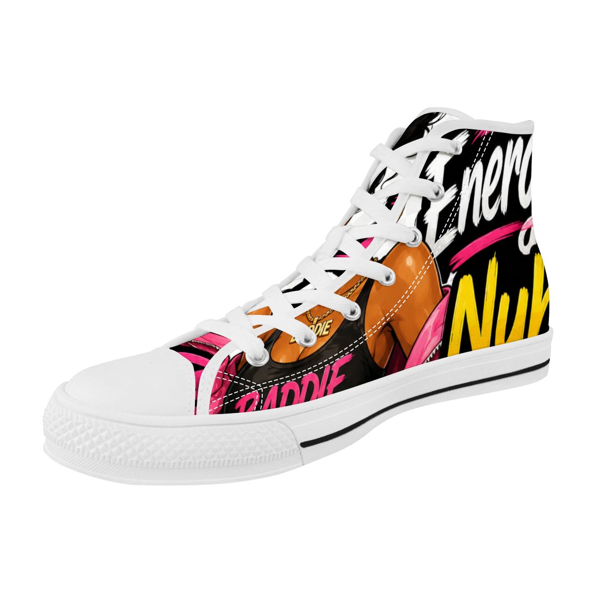 Big Energy Nuh Apology High-Top Canvas Sneakers