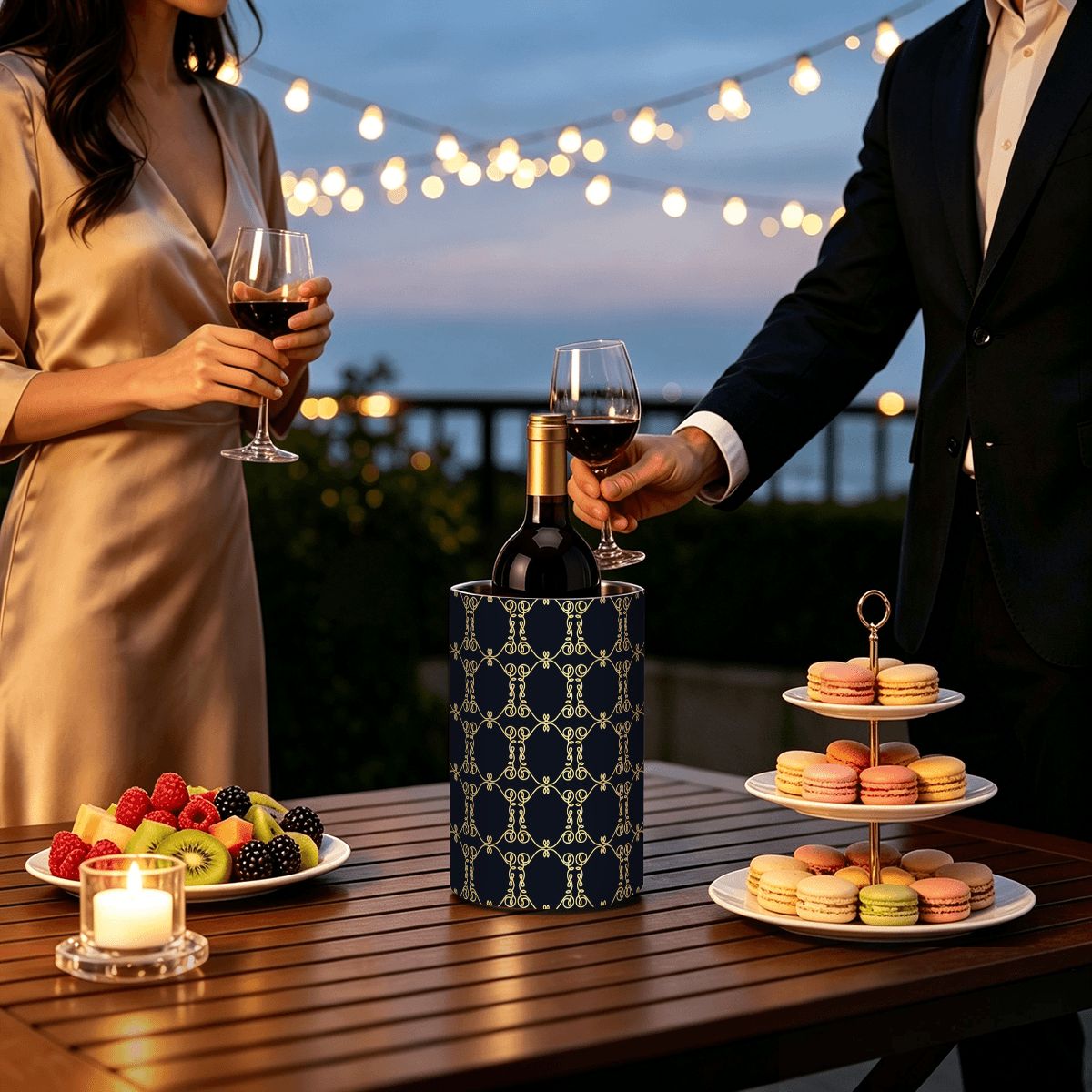 Luxury Black & Gold Pattern Wine Chiller