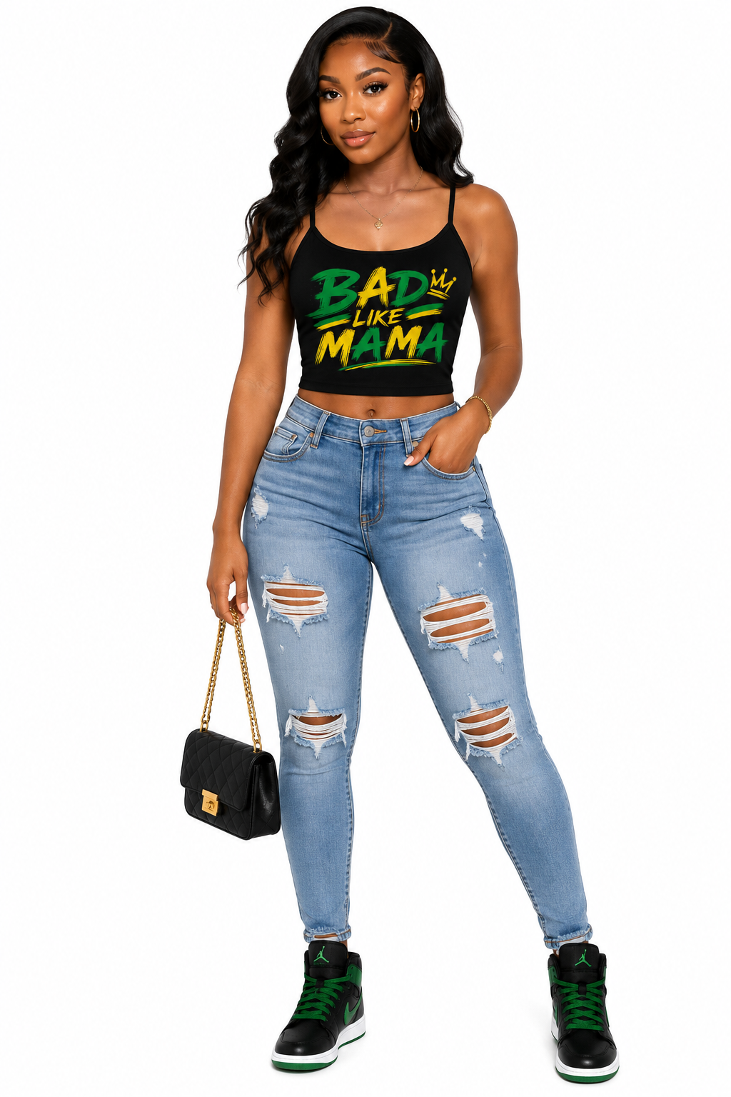 Bad Like Mama Graphic Cami Crop Top