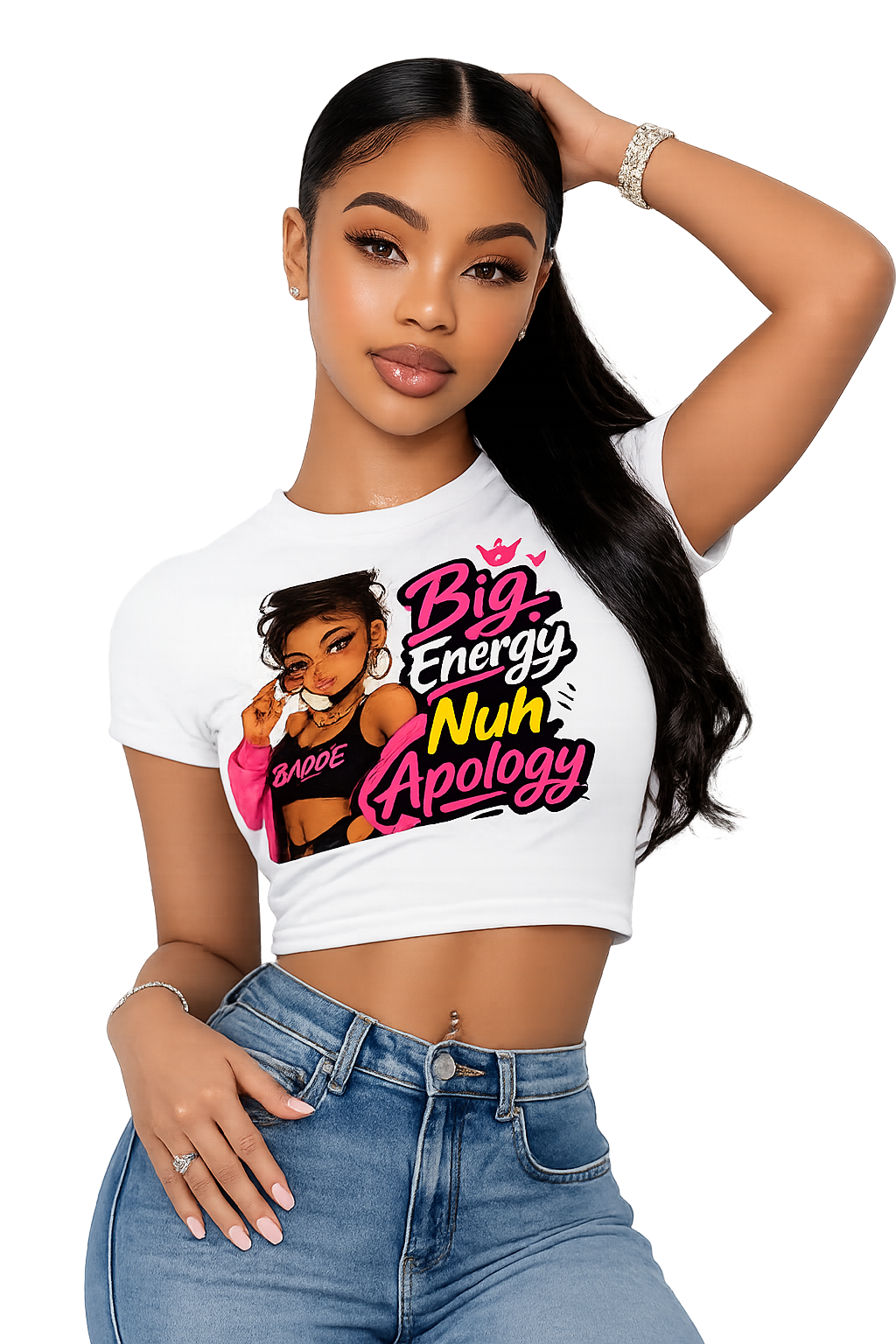 Big Energy Nuh Apology Crop T-Shirt