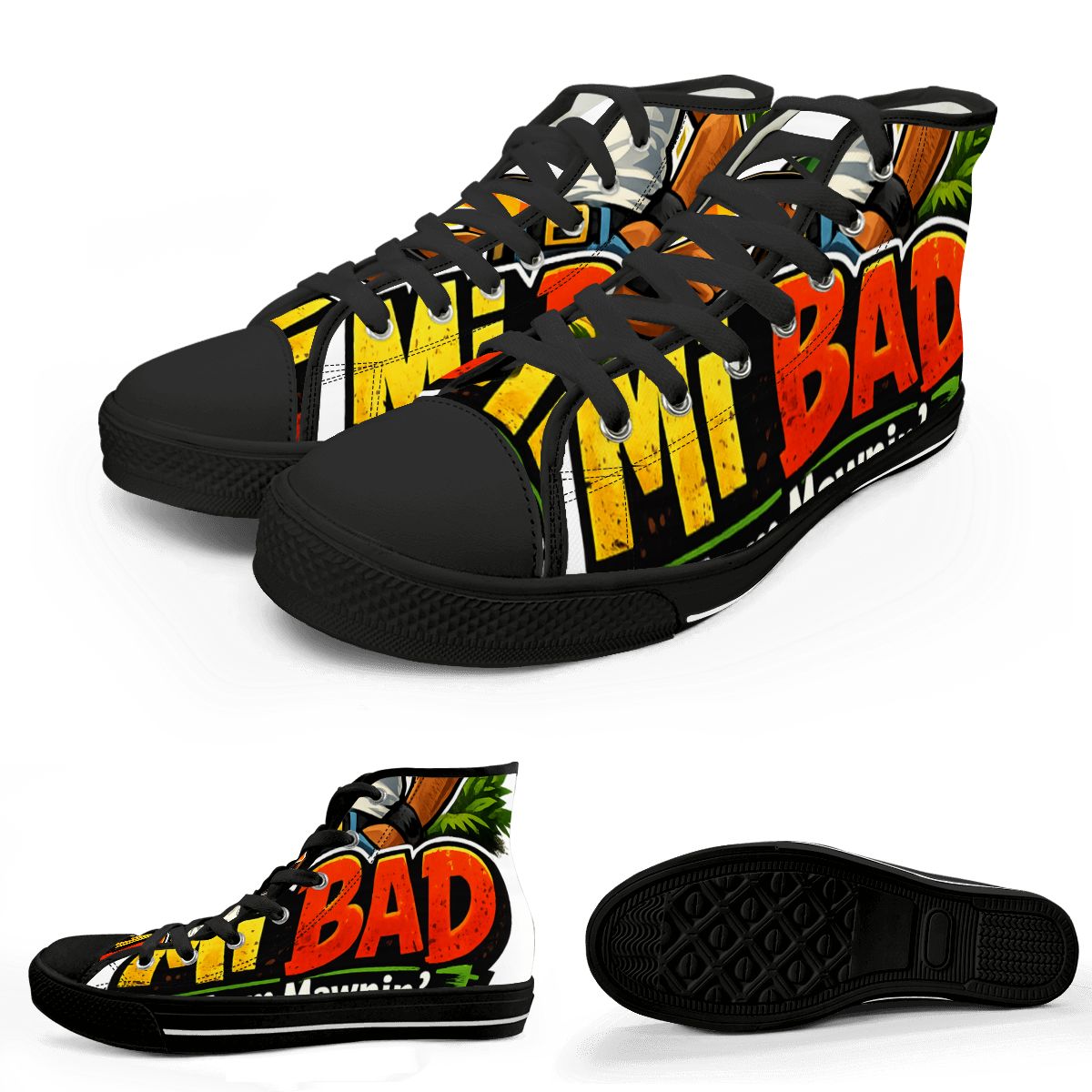 Men's "Mi Bad From Mawnin'" High-Top Canvas Sneakers