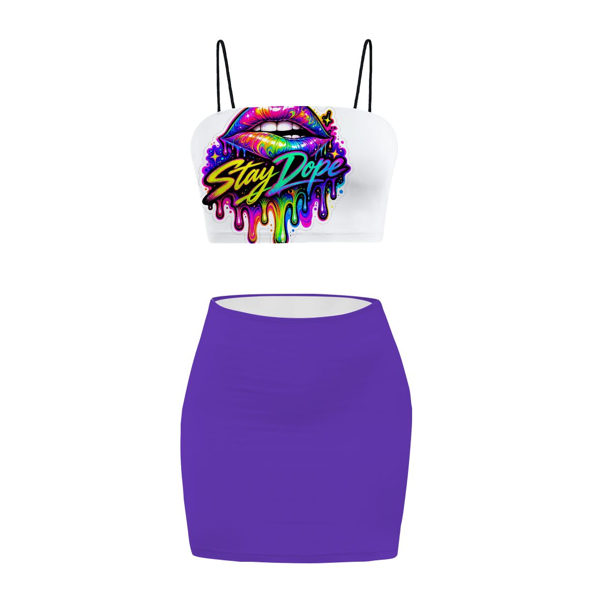 Stay Dope Graffiti Crop Top Set 2pcs