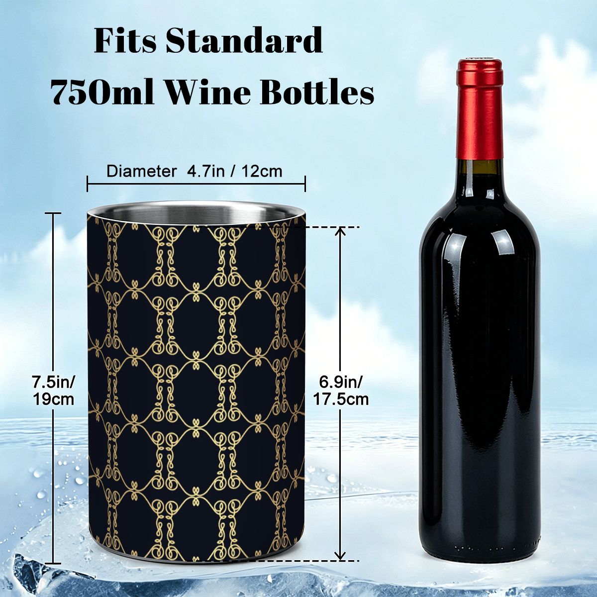 Luxury Black & Gold Pattern Wine Chiller