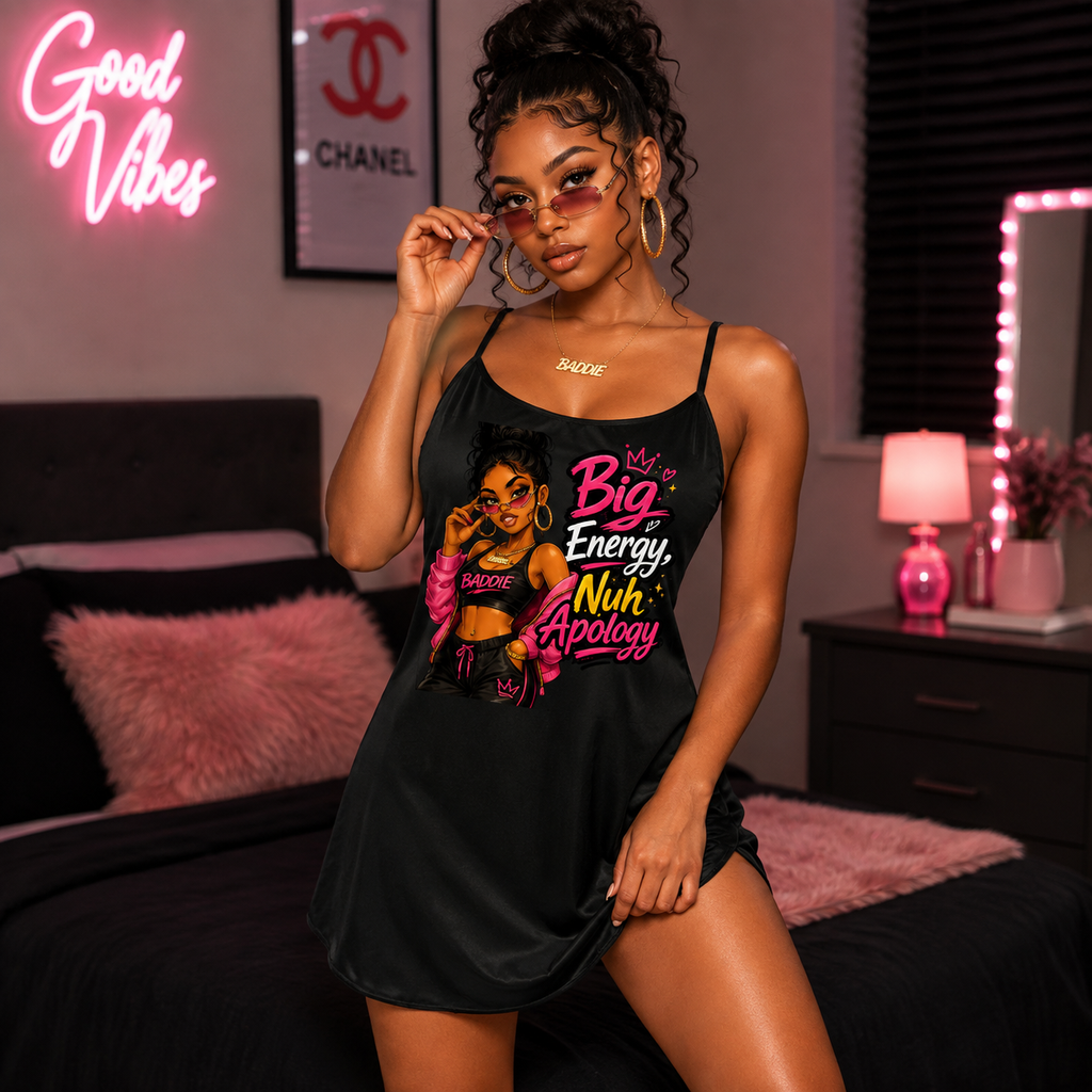 Big Energy Nuh Apology Spaghetti Strap Mini Dress